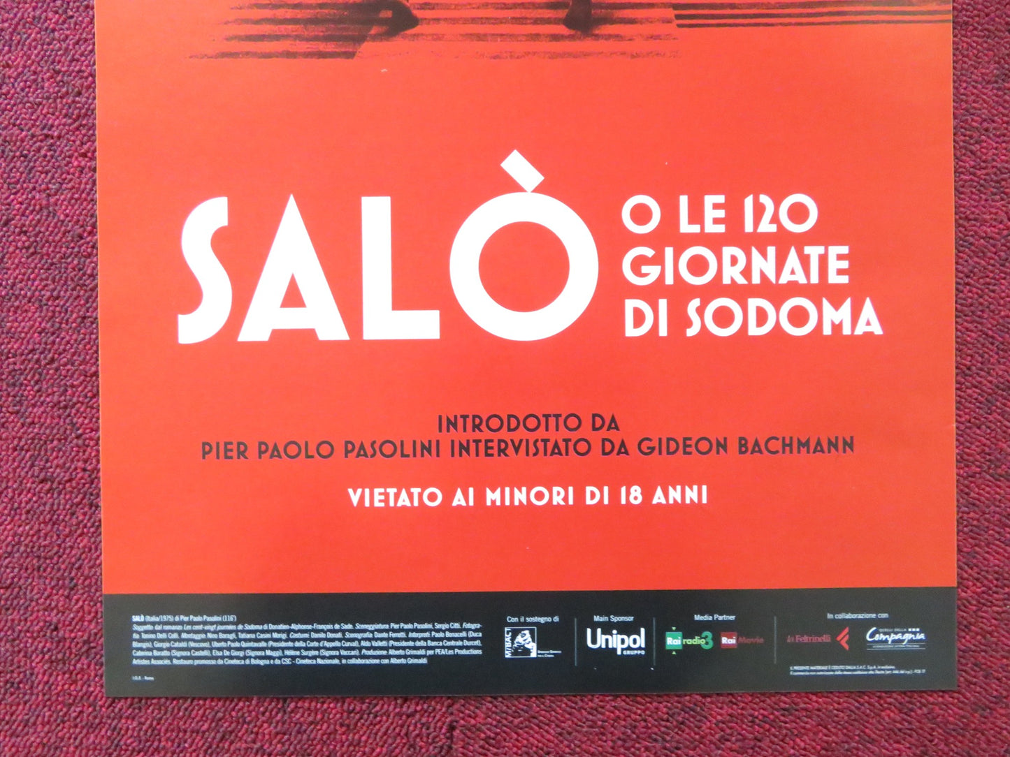 SALO, OR THE 120 DAYS OF SODOM ITALIAN LOCANDINA POSTER PAOLO BONACELLI R2015