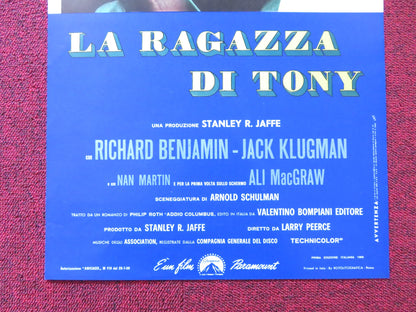 GOODBYE, COLUMBUS ITALIAN LOCANDINA POSTER RICHARD BENJAMIN JACK KLUGMAN 1969