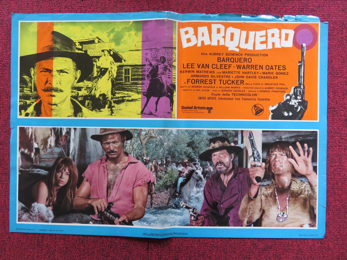 BARQUERO - C ITALIAN FOTOBUSTA POSTER LEE VAN CLEEF WARREN OATES 1970