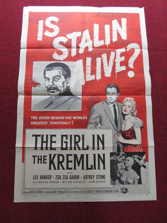 THE GIRL IN THE KREMLIN FOLDED US ONE SHEET POSTER LEX BARKER ZSA ZSA GABOR 1957