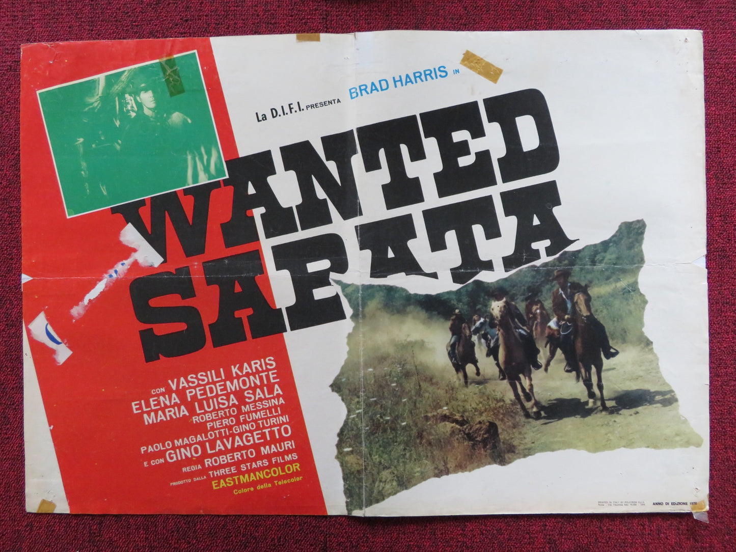 WANTED SABATA - B ITALIAN FOTOBUSTA POSTER BRAD HARRIS VASSILI KARIS 1970