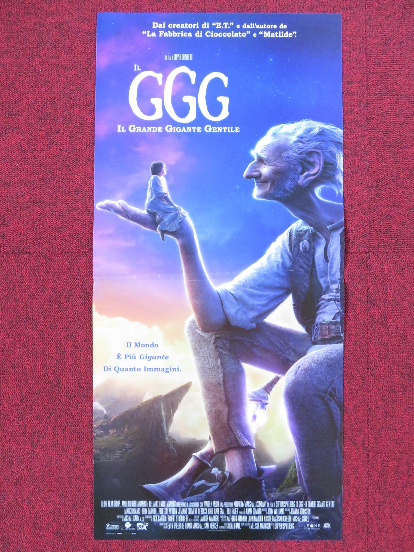 THE BFG ITALIAN LOCANDINA POSTER MARK RYLANCE RUBY BARNHILL 2016