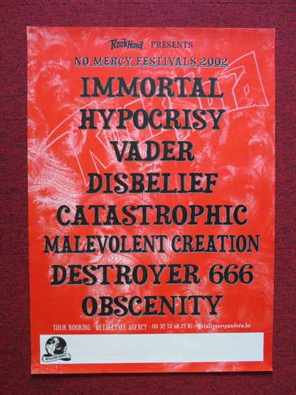 ROCKHARD PRESENTS NO MERCY FESTIVALS POSTER IMMORTAL HYPOCRISY VADER 2002