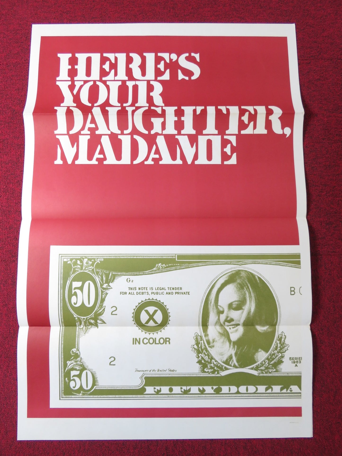 HERE'S YOUR DAUGHTER MADAME US TRI FOLDED ONE SHEET ROLLED POSTER 1963