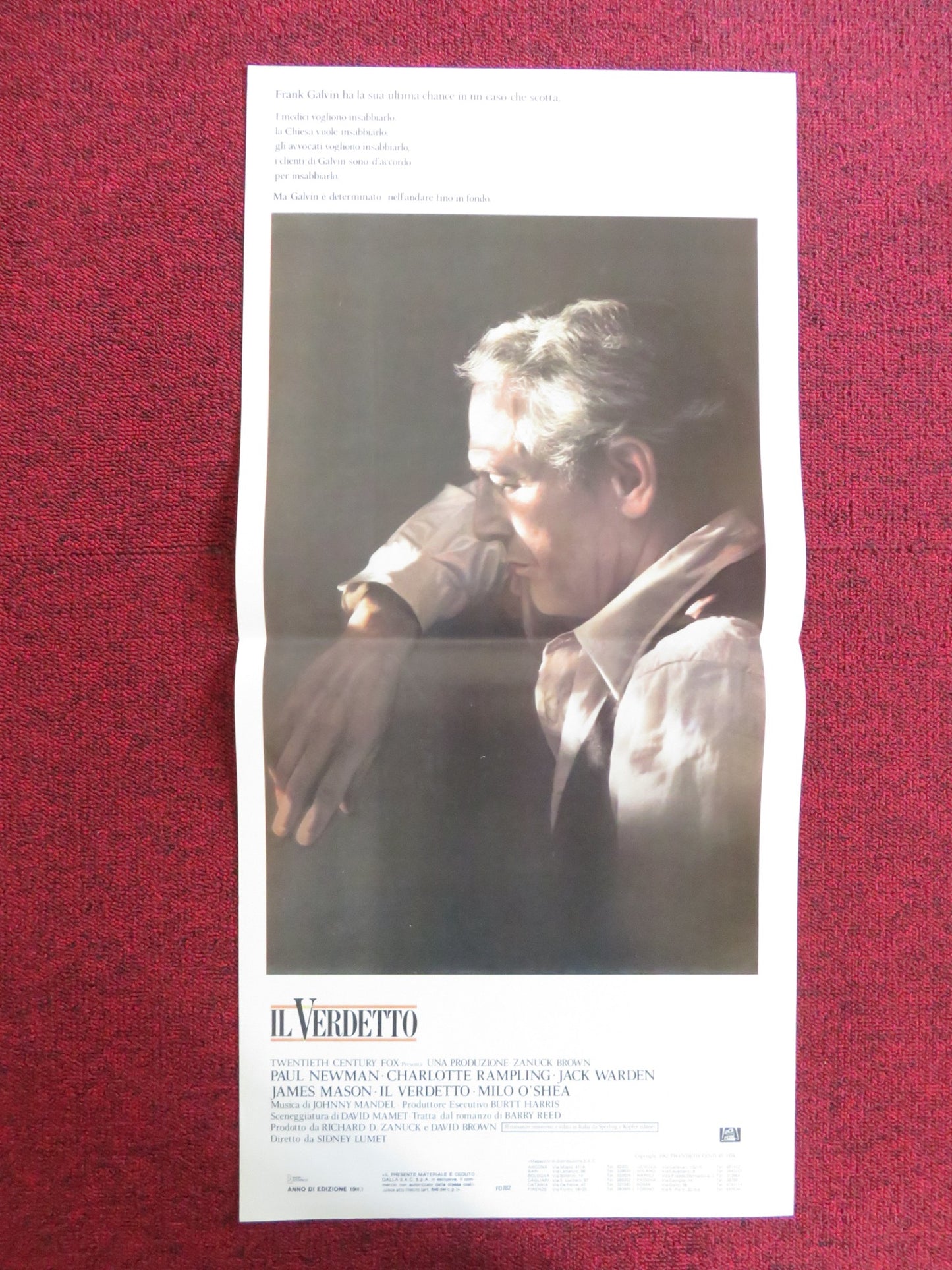 THE VERDICT ITALIAN LOCANDINA POSTER PAUL NEWMAN CHARLOTTE RAMPLING 1983