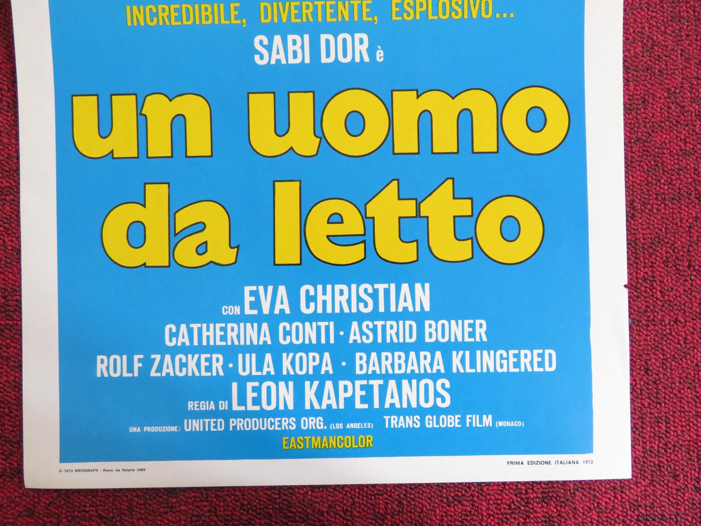 UN UOMO DA LETTO / CREAM ITALIAN LOCANDINA POSTER SABI DORR ROLF ZACKER 1972