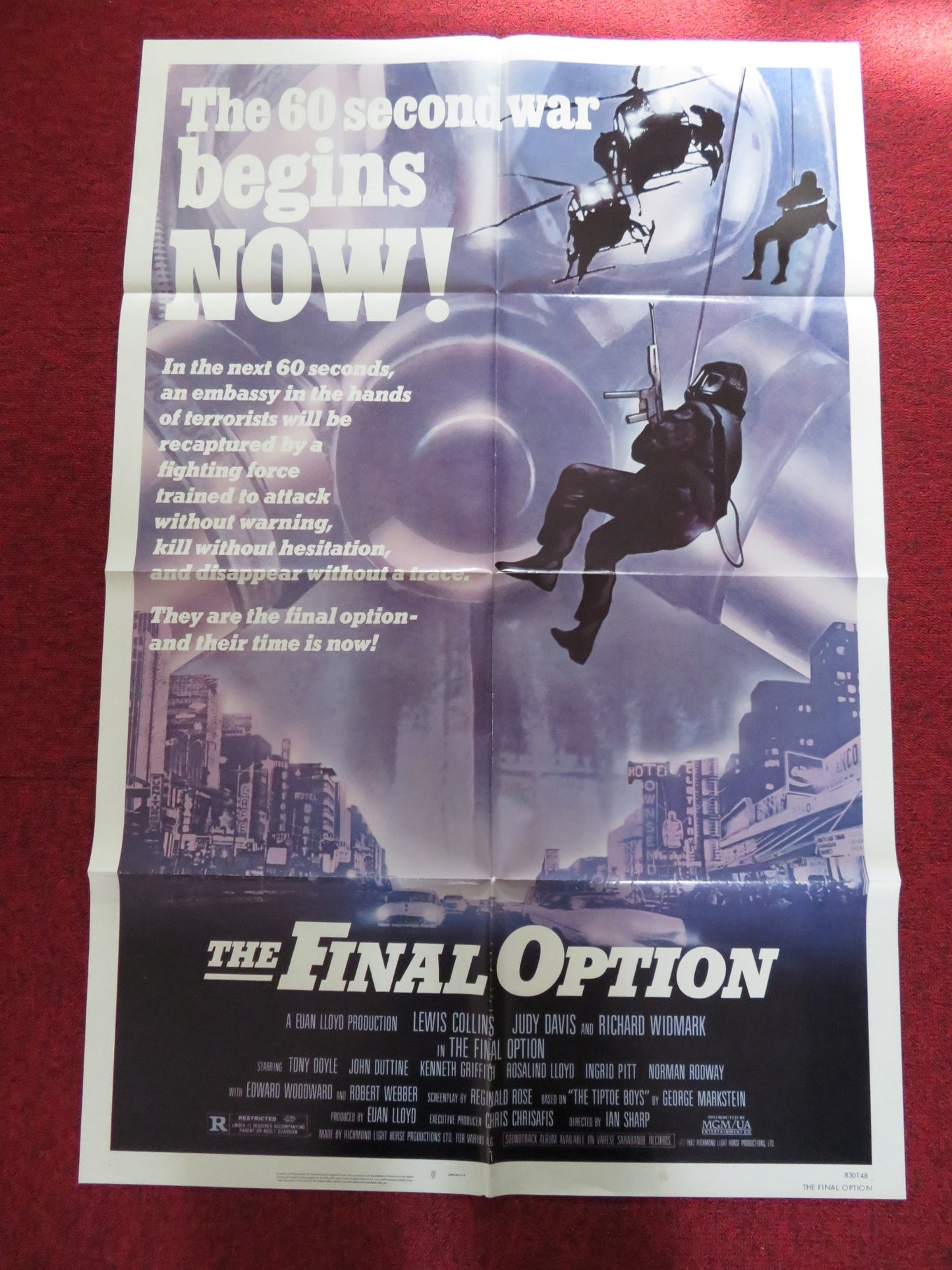 THE FINAL OPTION FOLDED US ONE SHEET POSTER LEWIS COLLINS JUDY DAVIS 1982