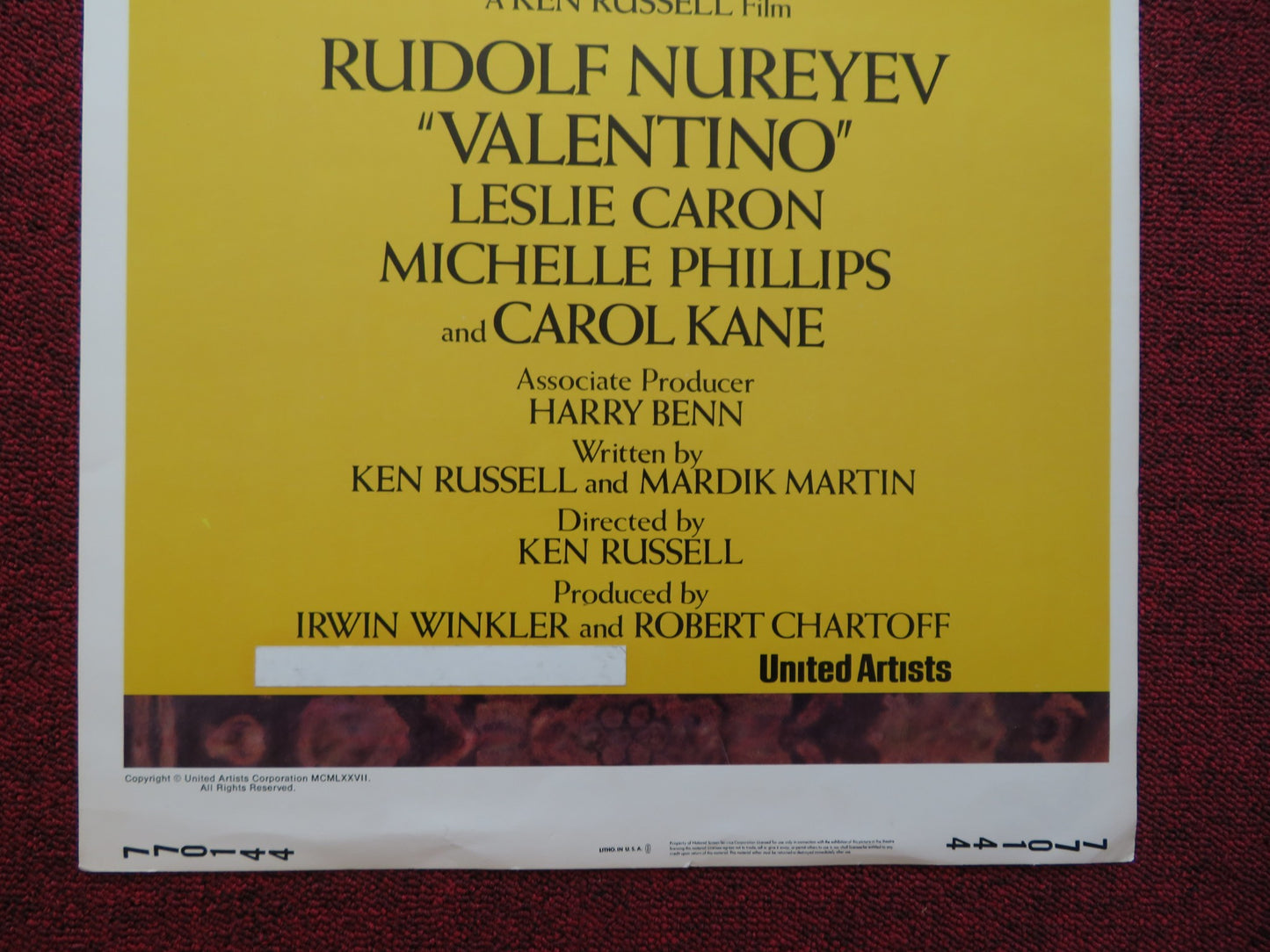 VALENTINO US INSERT (14"x 36") POSTER RUDOLF NUREYEV LESLIE CARON 1977