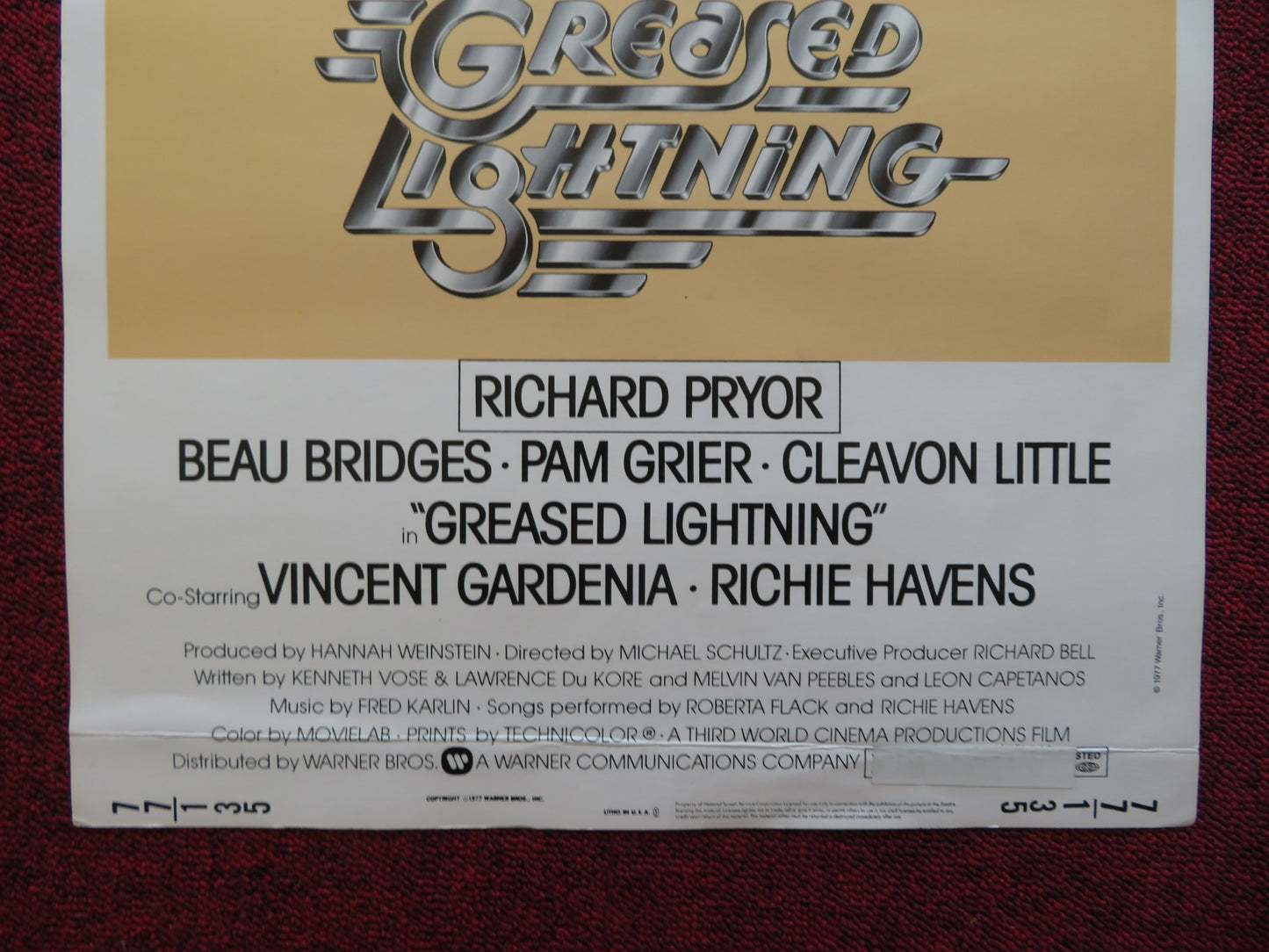 GREASED LIGHTNING  US INSERT (14"x 36") POSTER RICHARD PRYOR BEAU BRIDGES  1977