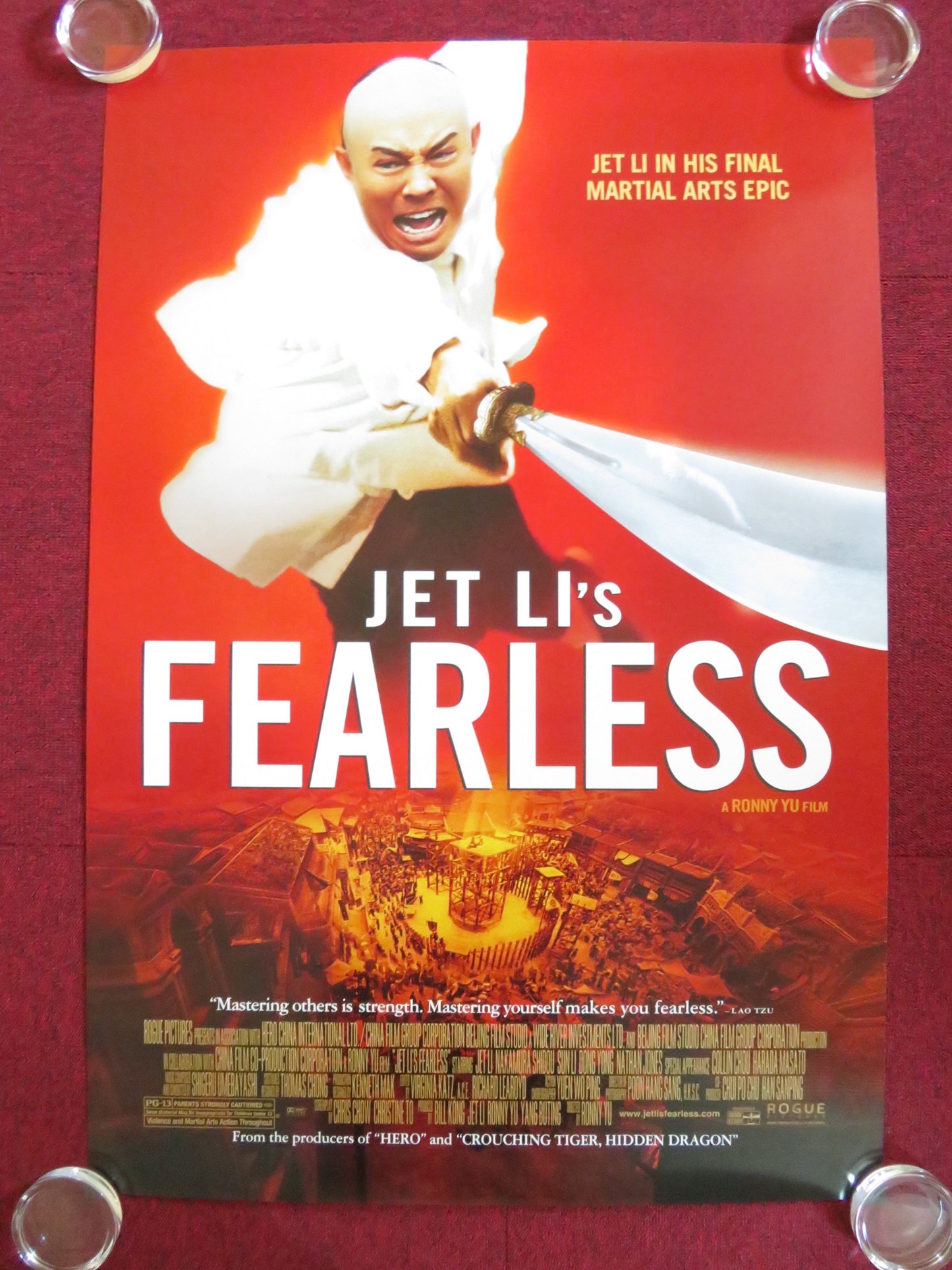 FEARLESS US ONE SHEET ROLLED POSTER JET LI LI SUN YONG DONG 2006