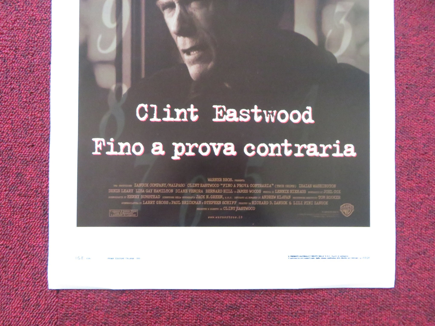 TRUE CRIME ITALIAN LOCANDINA POSTER CLINT EASTWOOD JAMES WOODS 1999