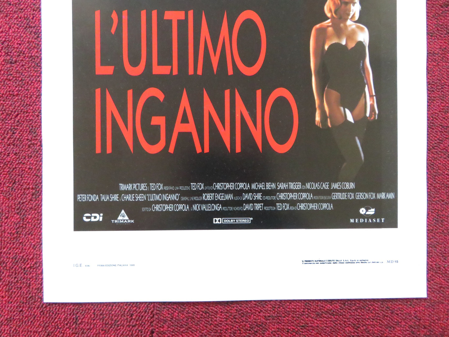 L'ULTIMO INGANNO / DEADFALL ITALIAN LOCANDINA POSTER NICOLAS CAGE COBURN 1993