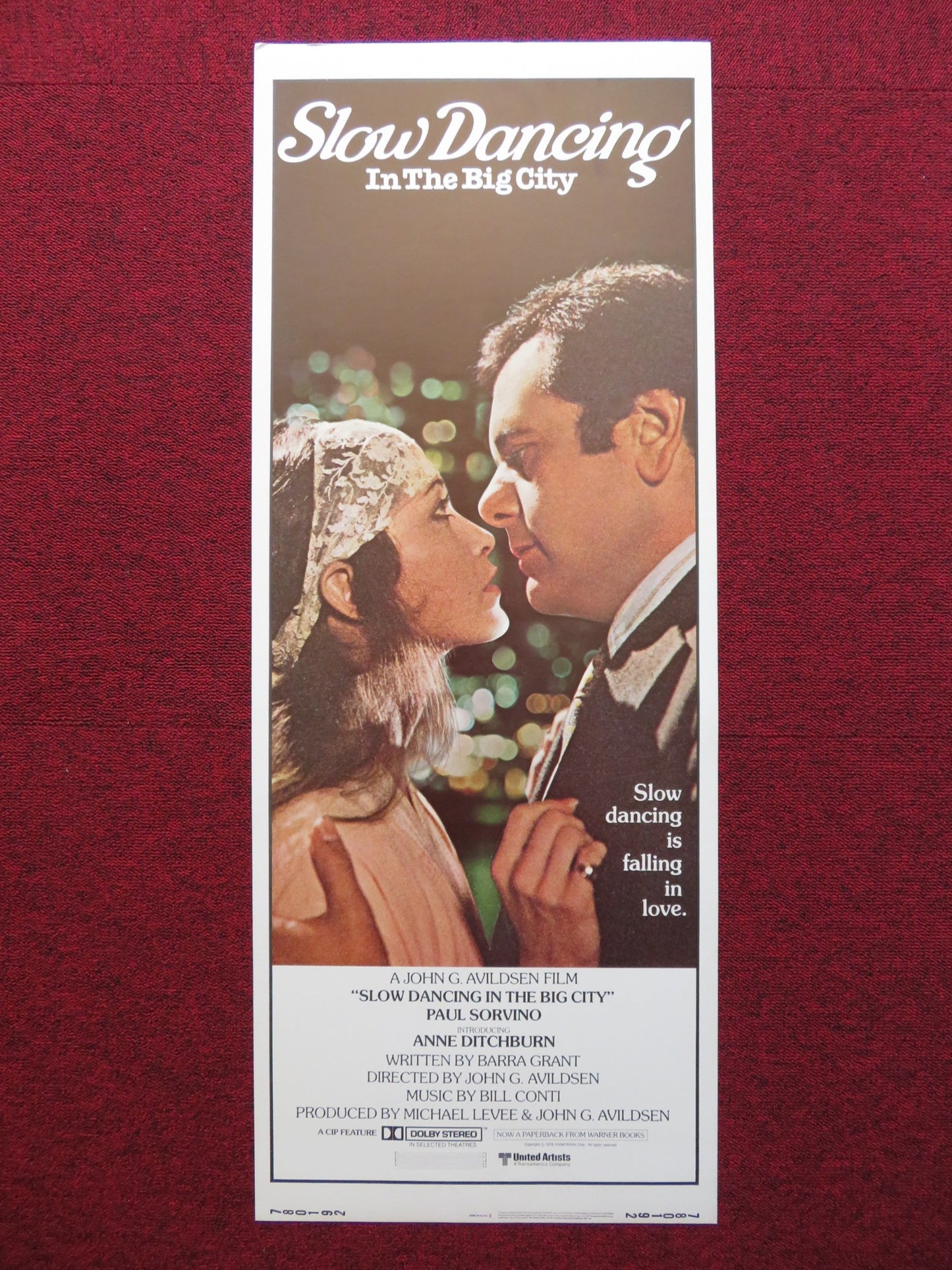 SLOW DANCING IN THE BIG CITY US INSERT (14"x 36") POSTER PAUL SORVINO 1978