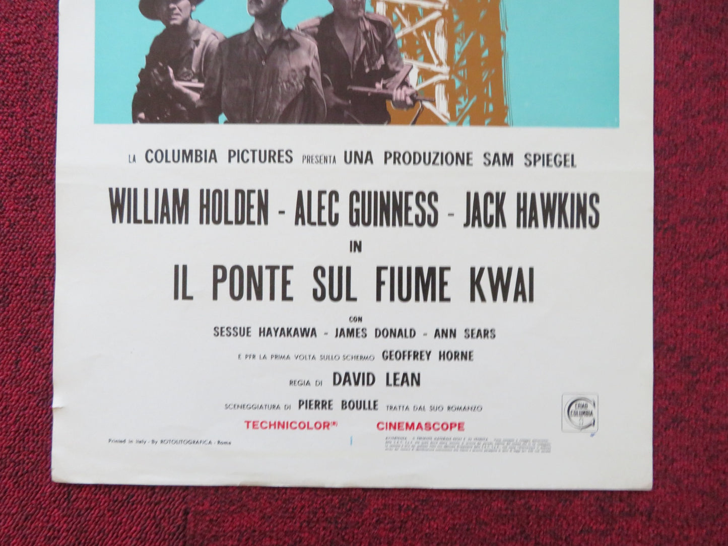 THE BRIDGE ON THE RIVER KWAI ITALIAN LOCANDINA POSTER ALEC GUINNESS R1970s