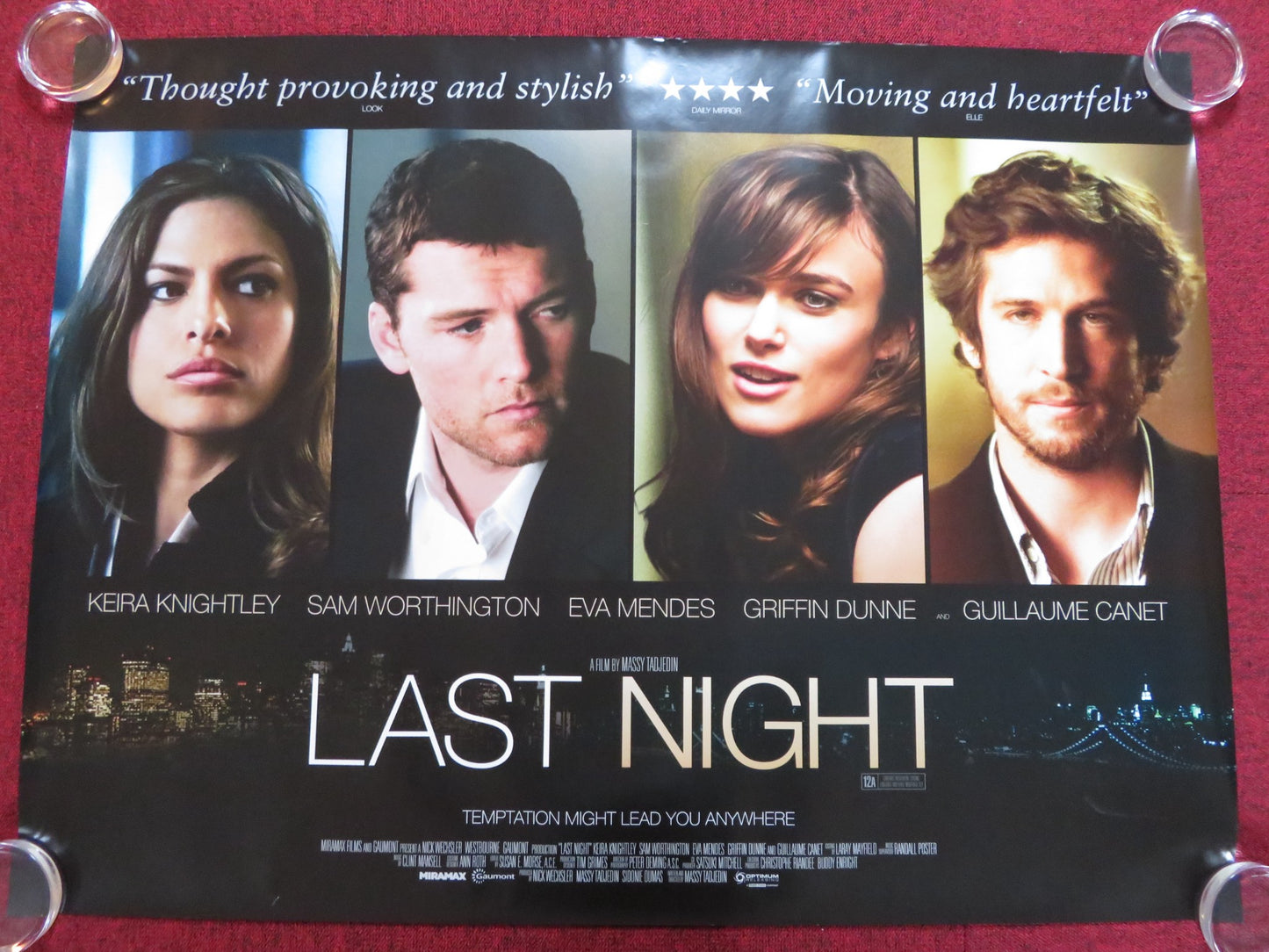 LAST NIGHT UK QUAD (30"x 40") ROLLED POSTER KEIRA KNIGHTLEY SAM WORTHINGTON 2010