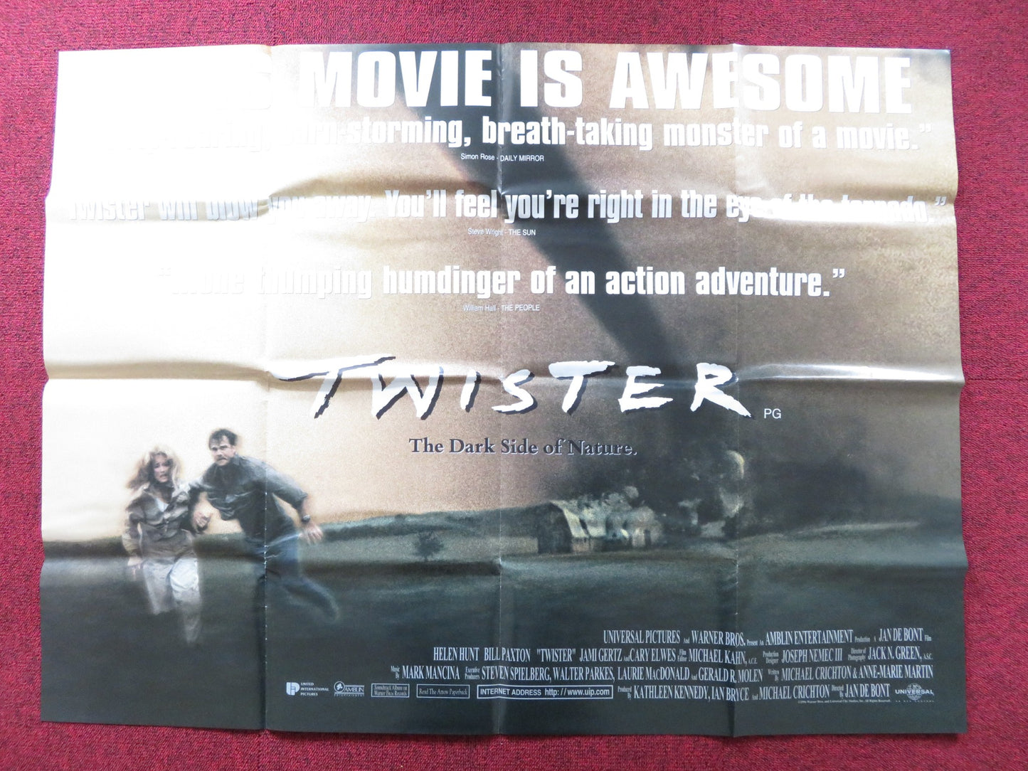 TWISTER UK QUAD POSTER FOLDED BILL PAXTON HELEN HUNT 1996