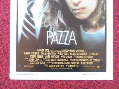 NUTS ITALIAN LOCANDINA POSTER BARBRA STREISAND RICHARD DREYFUSS 1987