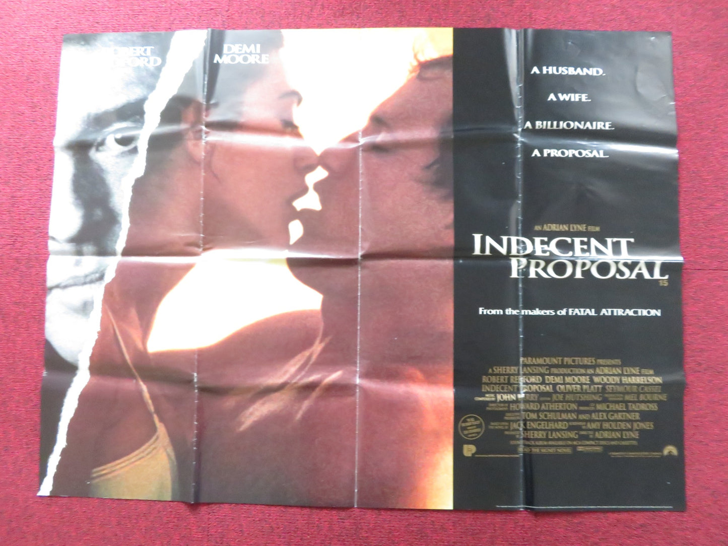 INDECENT PROPOSAL UK QUAD POSTER FOLDED ROBERT REDFORD DEMI MOORE 1993