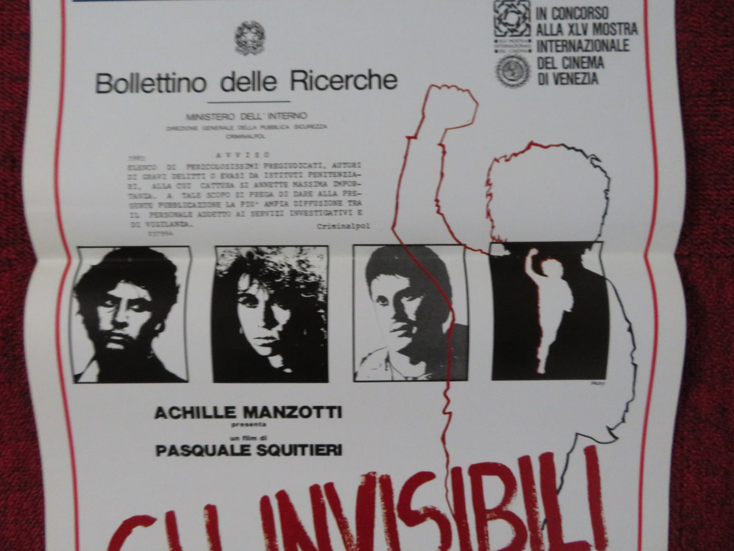 GLI INVISIBILI ITALIAN LOCANDINA POSTER ALFREDO ROTELLA GIULIA FOSSA 1988