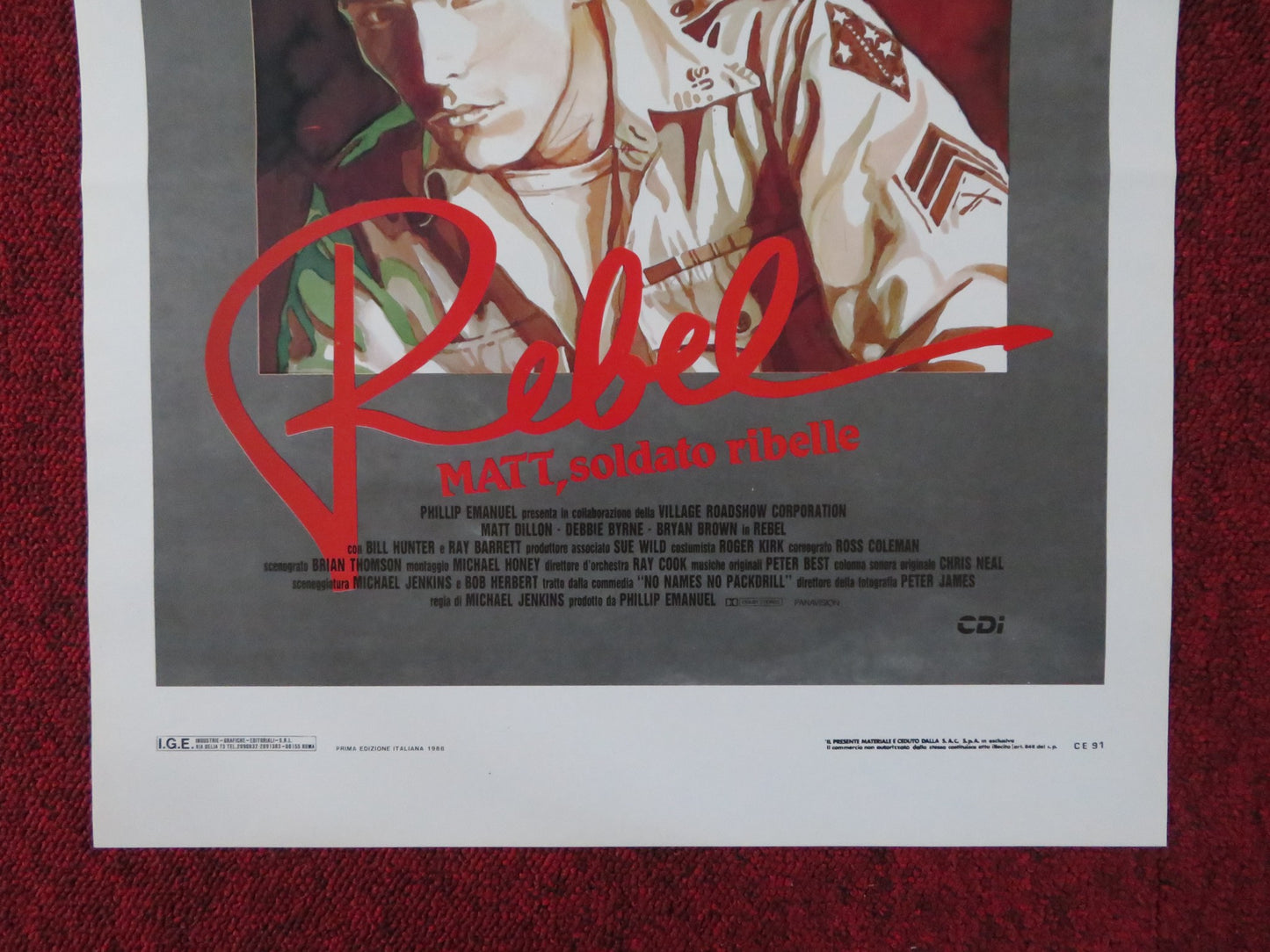 REBEL ITALIAN LOCANDINA POSTER MATT DILLON DEBBIE BYRNE 1985