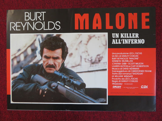 MALONE ITALIAN FOTOBUSTA POSTER BURT REYNOLDS KENNETH MCMILLAN 1987