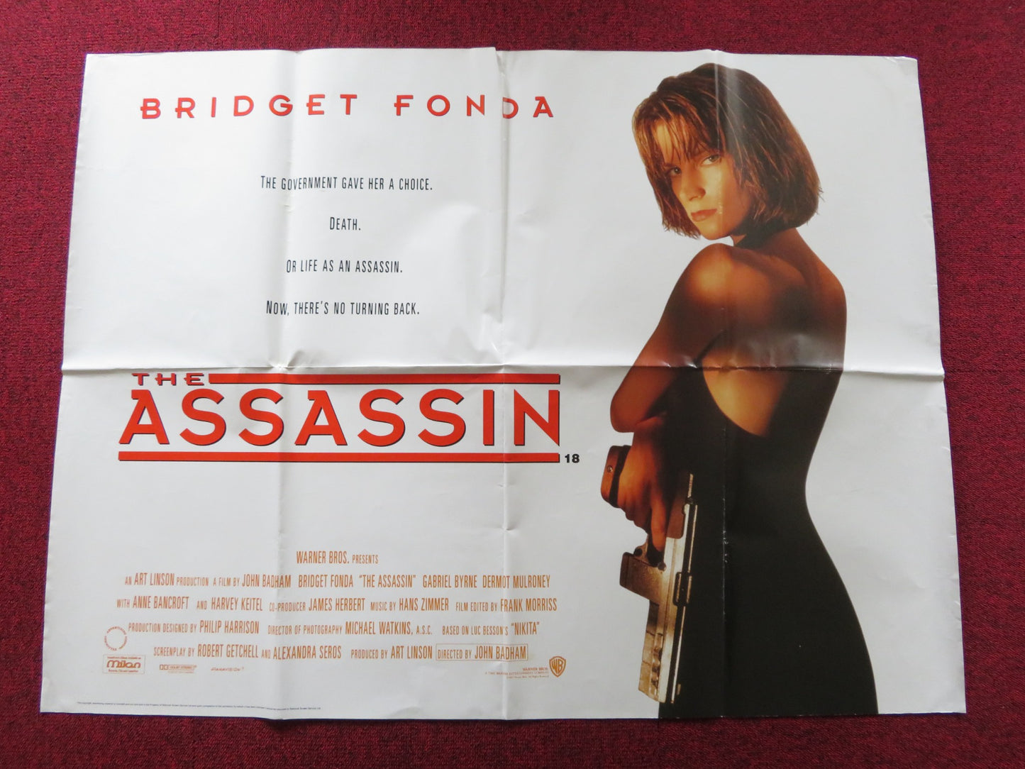 THE ASSASSIN UK QUAD POSTER FOLDED BRIDGET FONDA GABRIEL BYRNE 1993