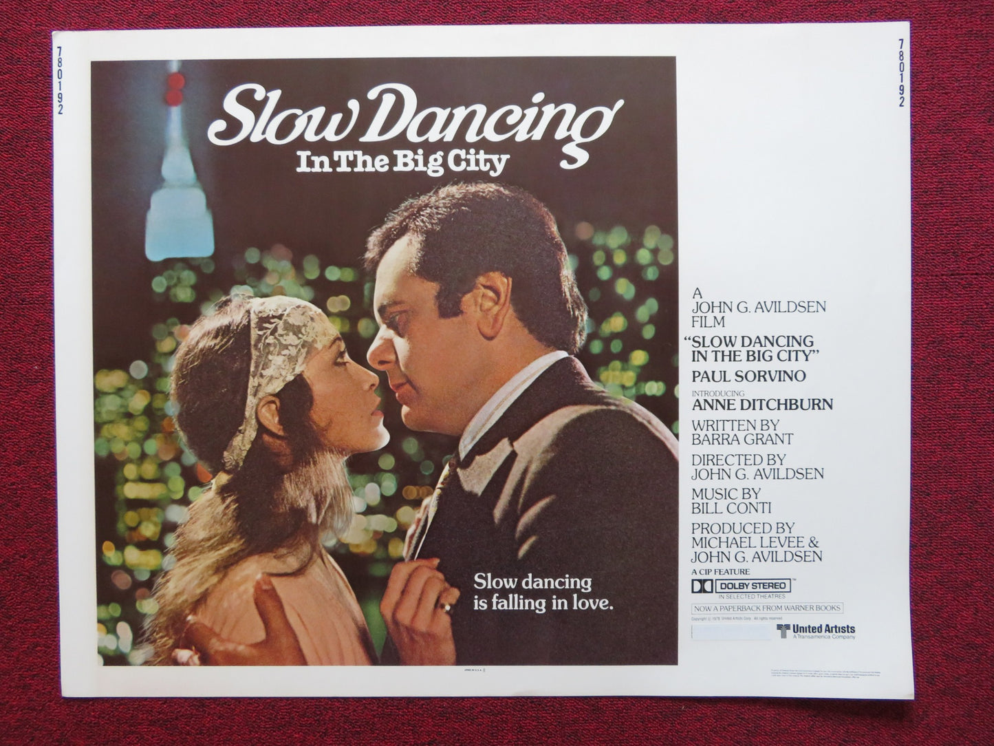 SLOW DANCING IN THE BIG CITY US HALF SHEET (22"x 28") POSTER PAUL SORVINO 1978