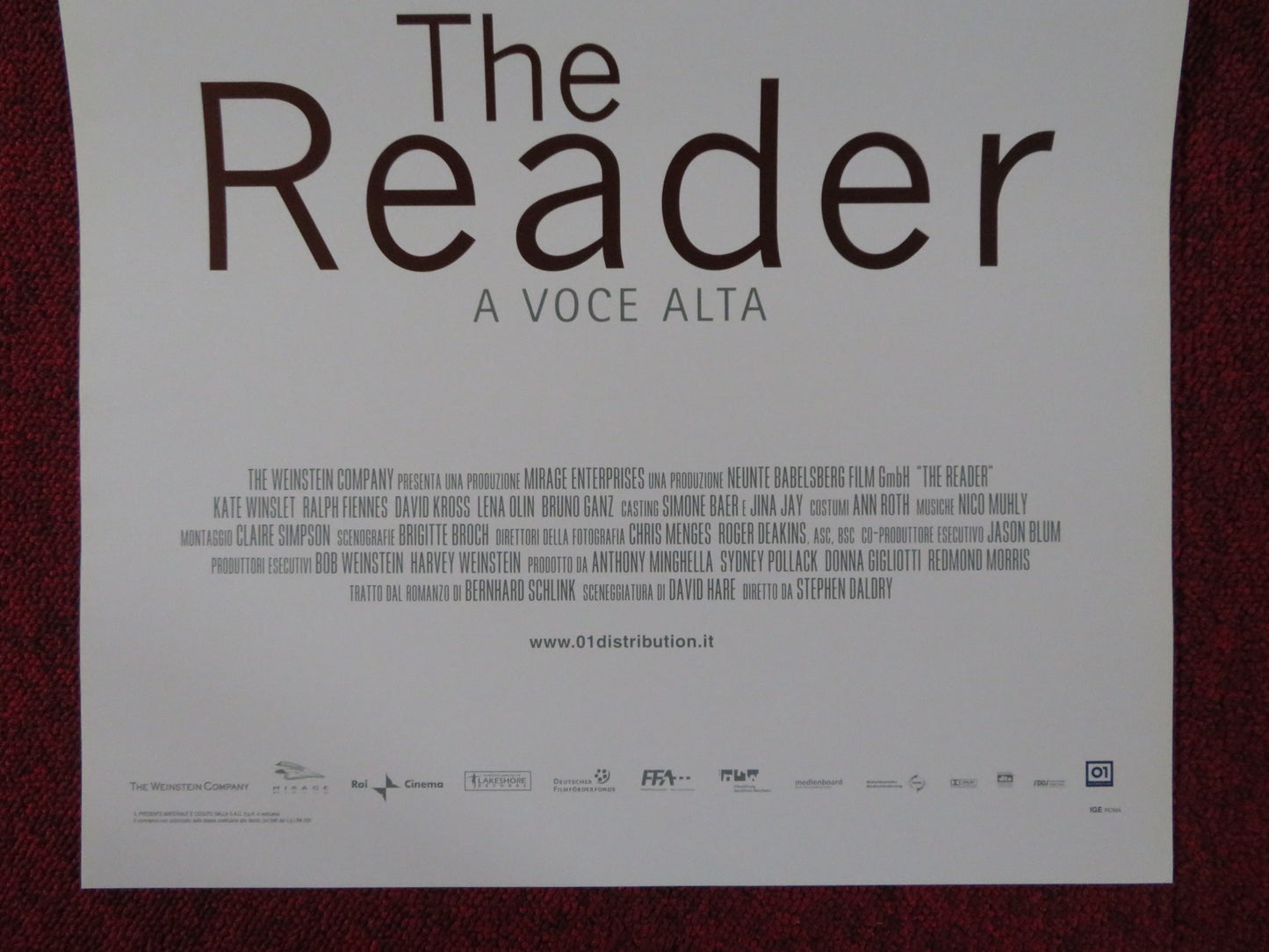 THE READER ITALIAN LOCANDINA POSTER KATE WINSLET RALPH FIENNES 2008