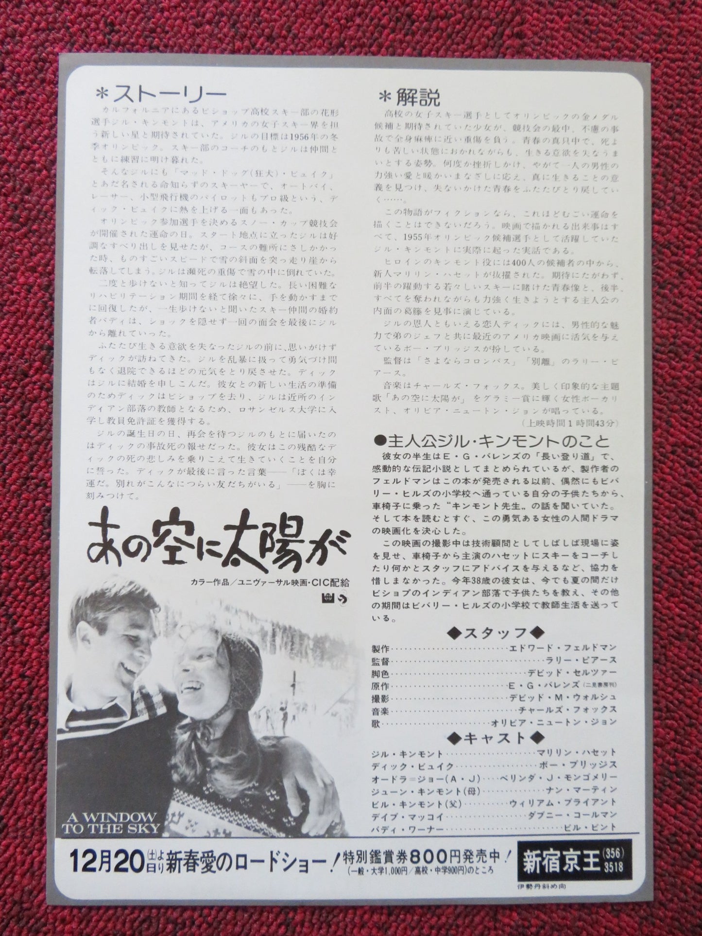 THE OTHER SIDE OF THE MOUNTAIN JAPANESE CHIRASHI (B5) POSTER HASSETT 1975