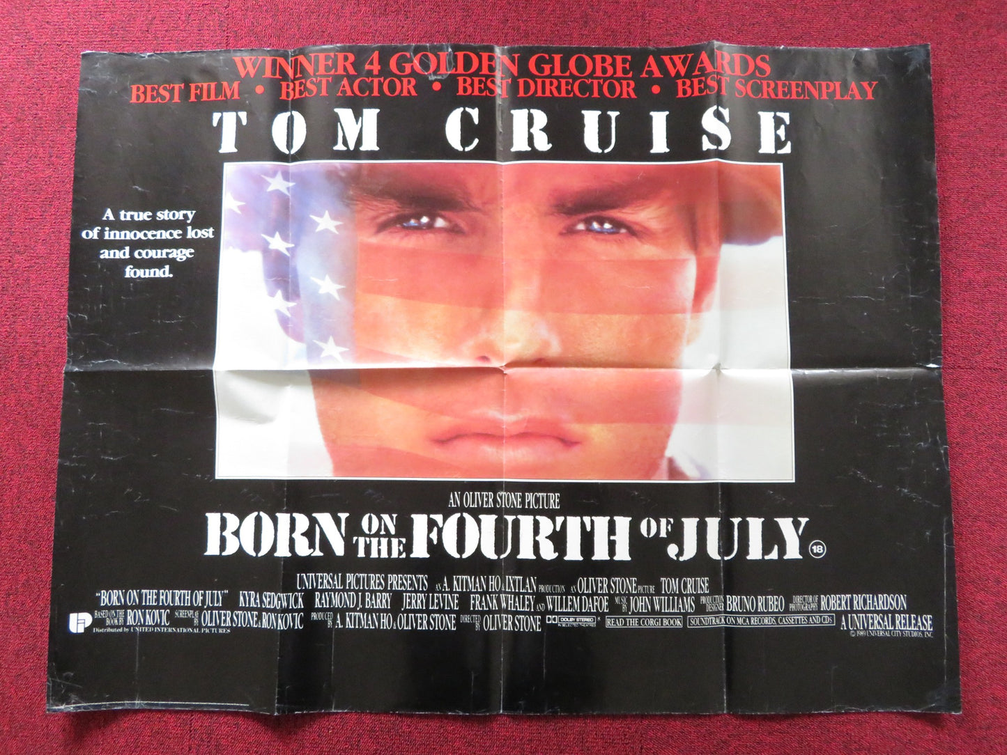 BORN ON THE FOURTH OF JULY UK QUAD POSTER FOLDED TOM CRUISE OLIVER STONE 1989