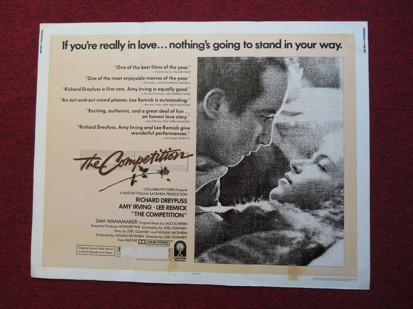 THE COMPETITION US HALF SHEET (22"x 28") POSTER RICHARD DREYFUSS AMY IRVING 1980