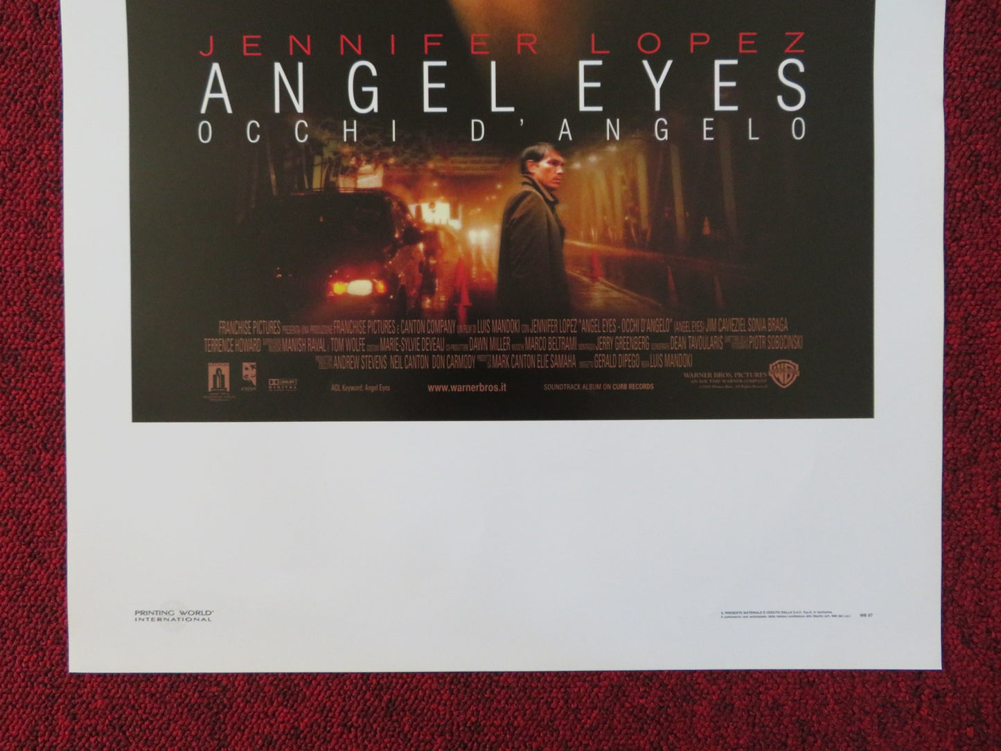 ANGEL EYES ITALIAN LOCANDINA POSTER JENNIFER LOPEZ JIM CAVIEZIEL 2001