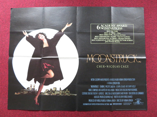 MOONSTRUCK UK QUAD POSTER FOLDED CHER NICOLAS CAGE  1987