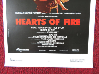 HEARTS OF FIRE ITALIAN LOCANDINA POSTER BOB DYLAN RUPERT EVERETT 1987