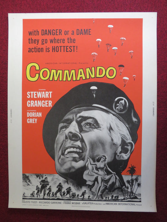 COMMANDO US 30 X 40 ROLLED POSTER STEWART GRANGER DORIAN GRAY 1962