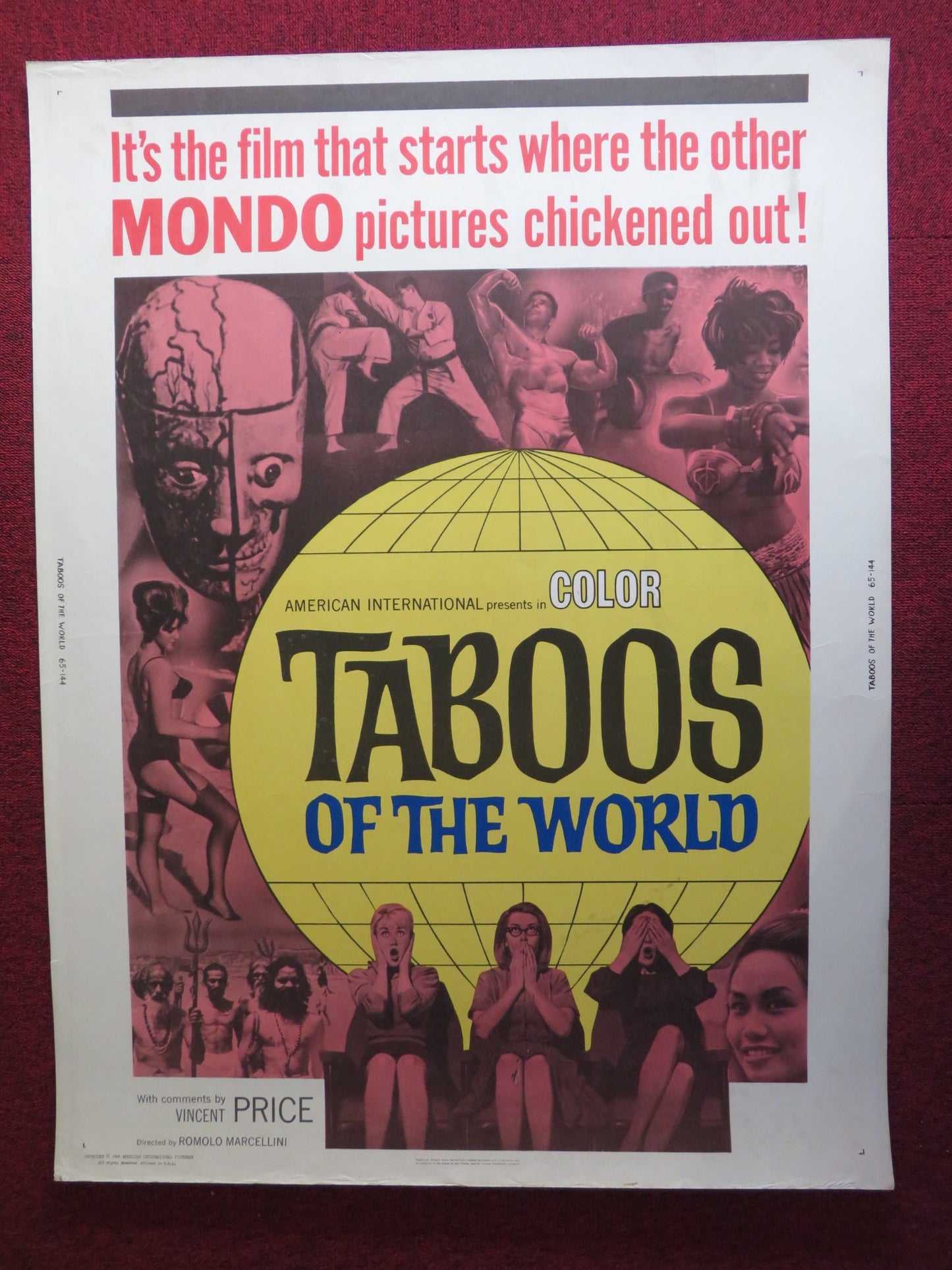 TABOOS OF THE WORLD US 30 X 40 ROLLED POSTER MONDO VINCENT PRICE 1963