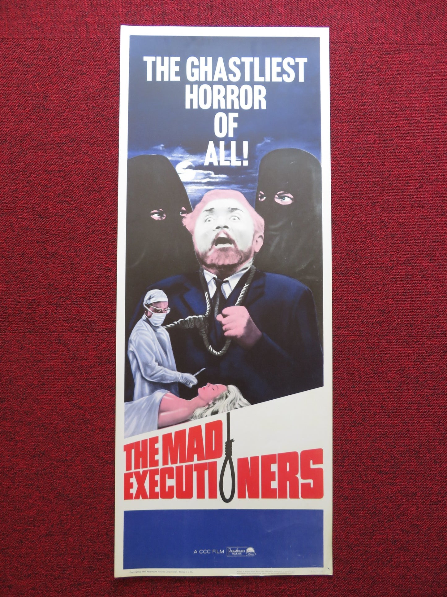 THE MAD EXECUTIONERS US INSERT (14"x 36") POSTER HANSJORG FELMY M. PERSCHY  1965