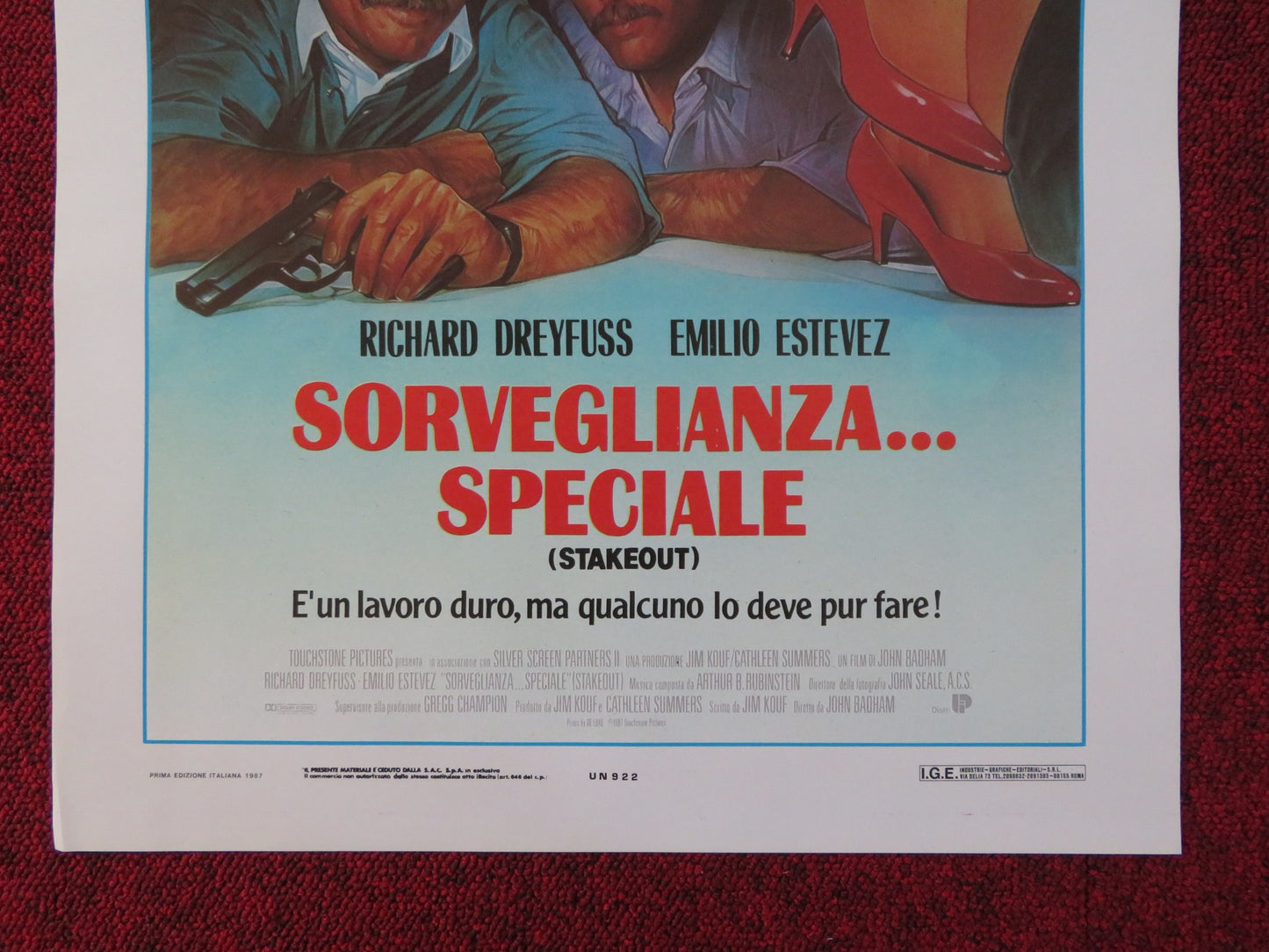 STAKEOUT ITALIAN LOCANDINA POSTER RICHARD DREYFUSS EMILIO ESTEVEZ 1987