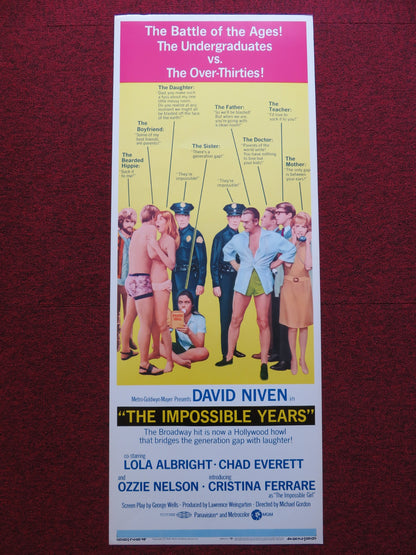 THE IMPOSSIBLE YEARS US INSERT (14"x 36") POSTER DAVID NIVEN LOLA ALBRIGHT 1968