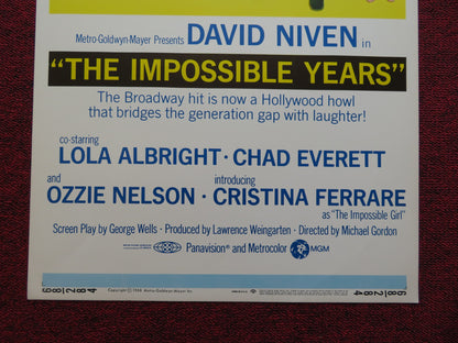 THE IMPOSSIBLE YEARS US INSERT (14"x 36") POSTER DAVID NIVEN LOLA ALBRIGHT 1968