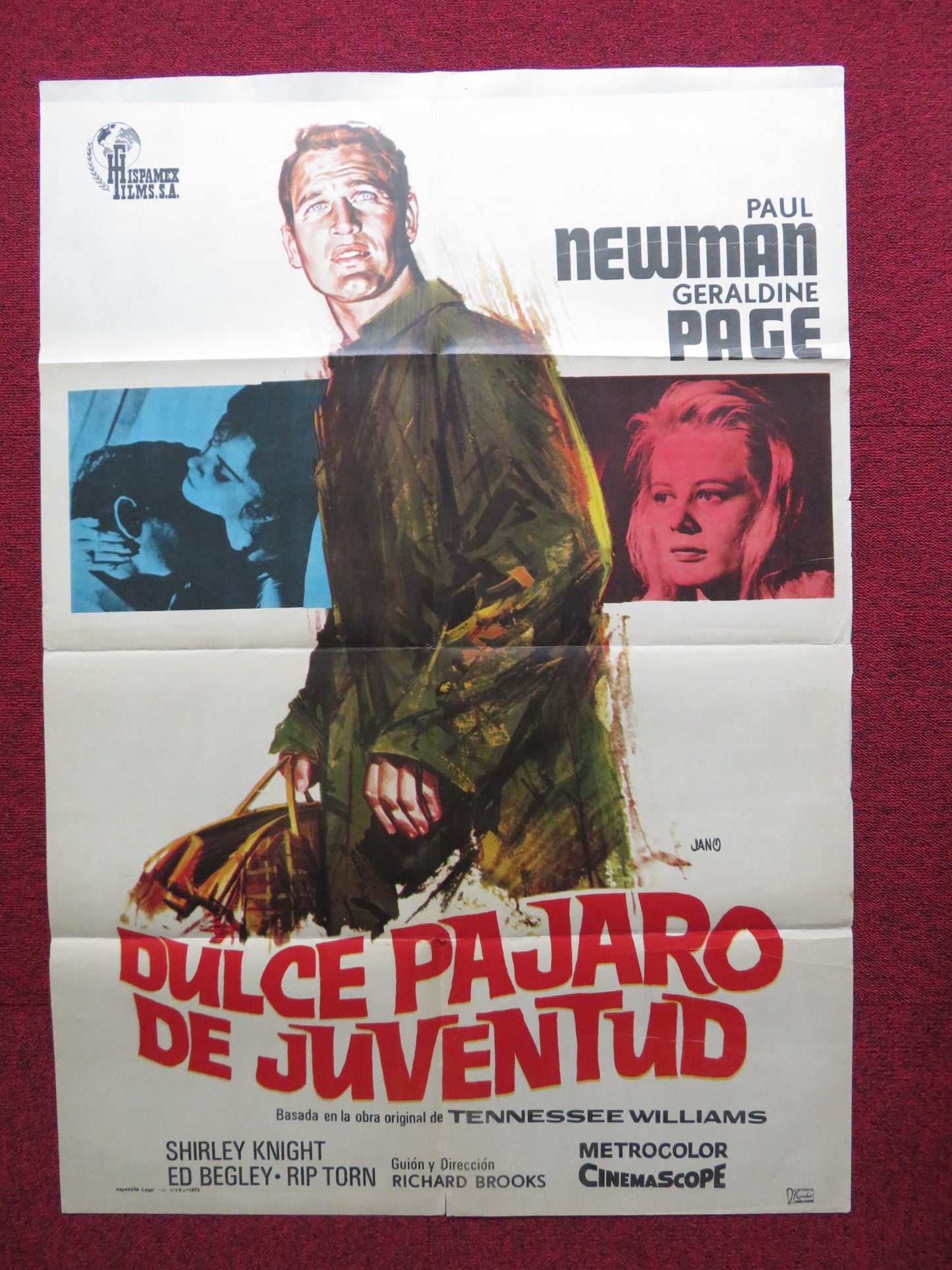 SWEET BIRD OF YOUTH  ARGENTINIAN POSTER PAUL NEWMAN RIP TORN 1962