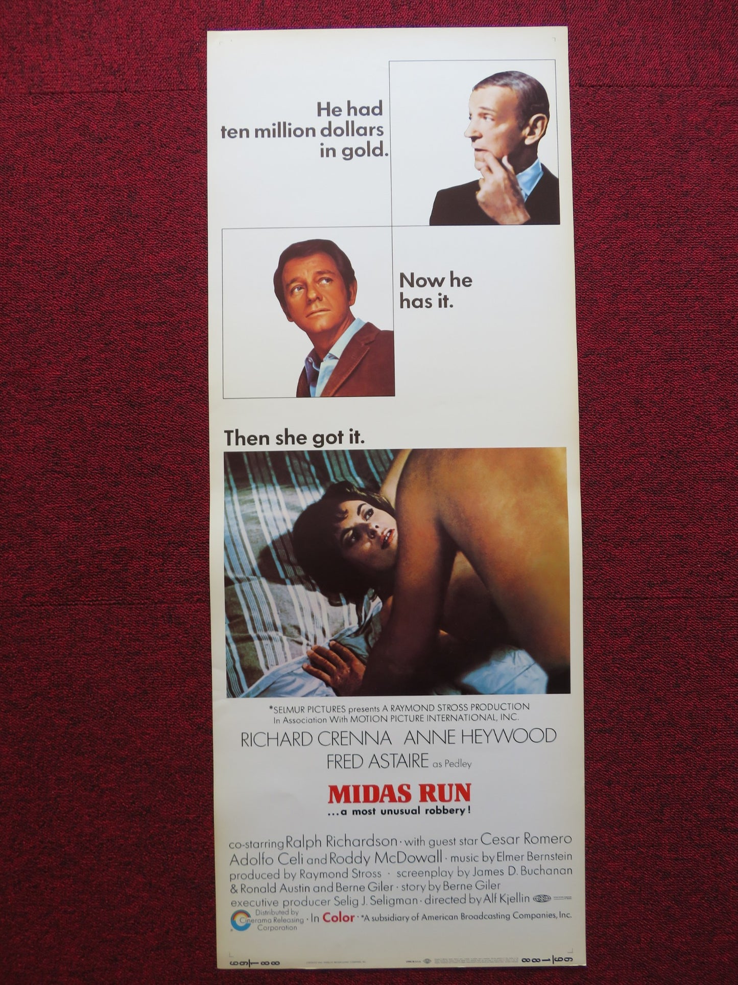 MIDAS RUN US INSERT (14"x 36") POSTER RICHARD CRENNA ANNE HEYWOOD 1969