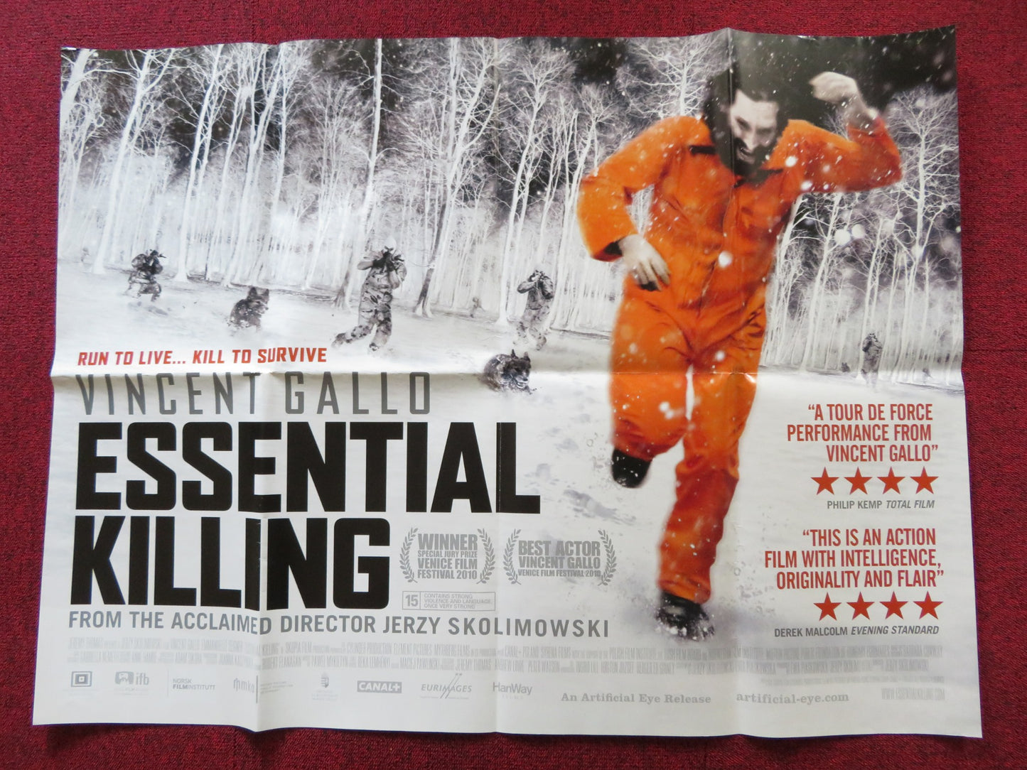 ESSENTIAL KILLING UK QUAD POSTER FOLDED VINCENT GALLLO  2010