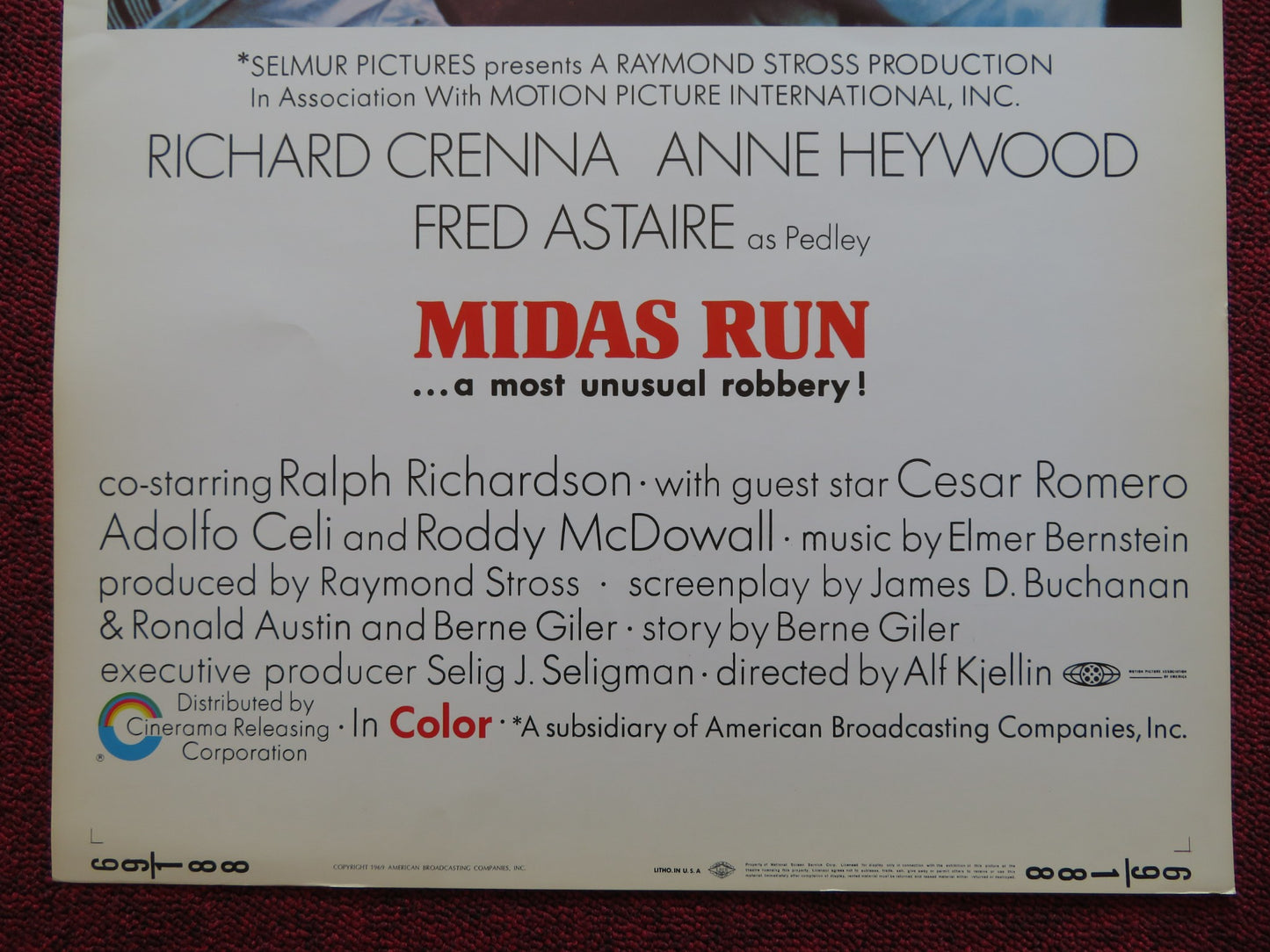 MIDAS RUN US INSERT (14"x 36") POSTER RICHARD CRENNA ANNE HEYWOOD 1969