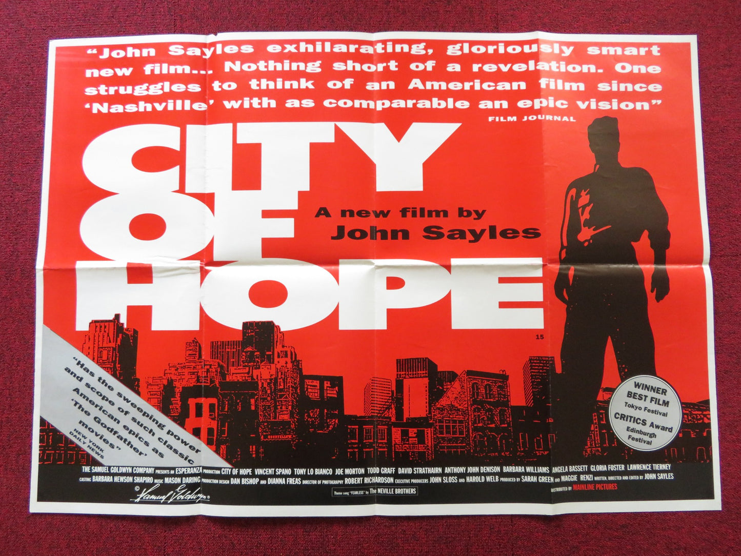 CITY OF HOPE UK QUAD POSTER FOLDED JOHN SAYLES VINCENT SPANO 1991