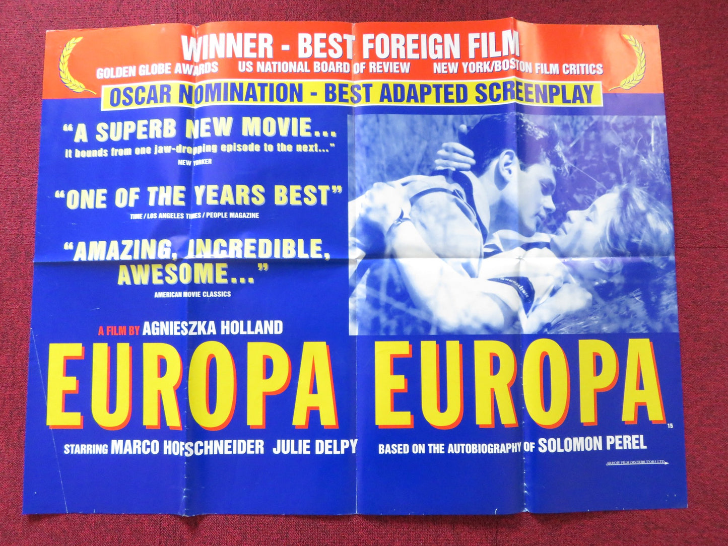 EUROPA EUROPA UK QUAD POSTER FOLDED MARCO HOFSCHNEIDER ANDREW WILMS 1990