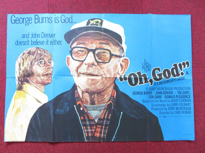 OH, GOD! UK QUAD POSTER FOLDED GEORGE BURNS JOHN DENVER 1977