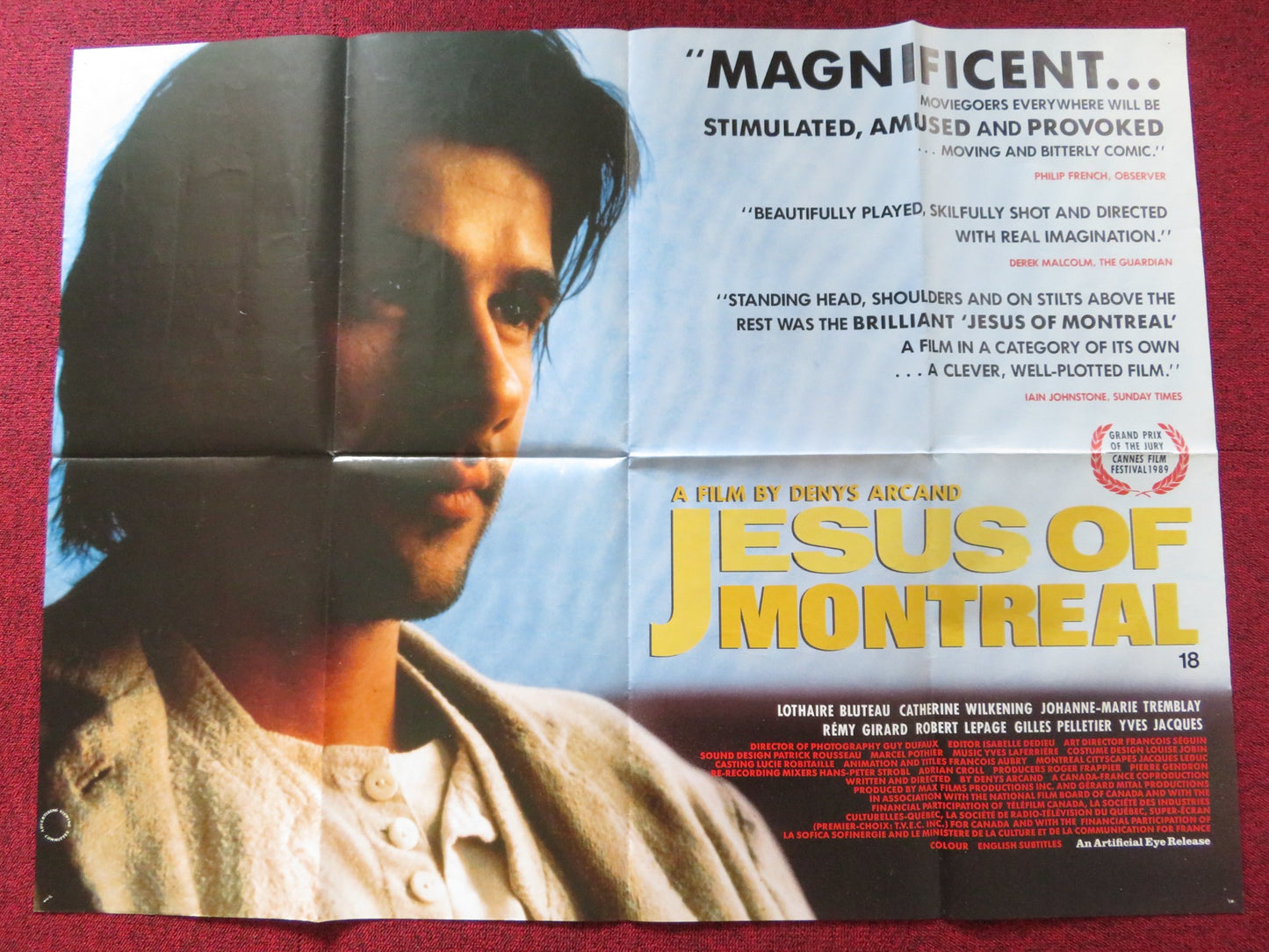 JESUS OF MONTREAL UK QUAD POSTER FOLDED LOTHAIRE BLUTEAU C. WILKENING 1989