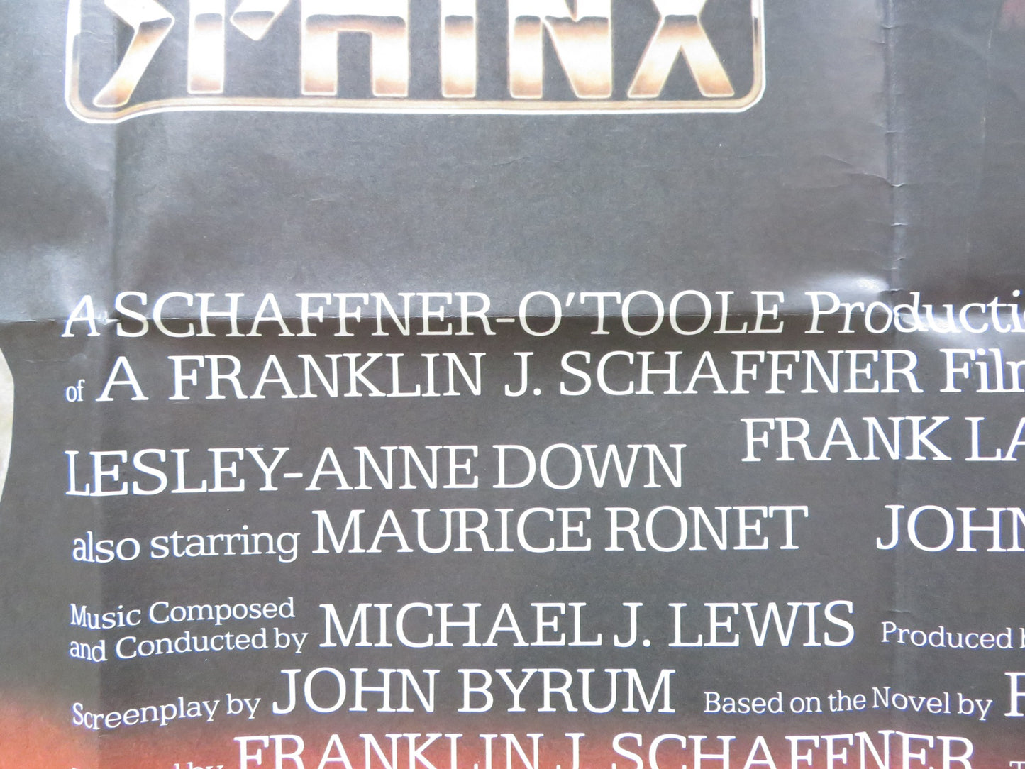 SPHINX UK QUAD POSTER FOLDED LESLEY- ANNE DOWN  FRANK LANGELLA 1981