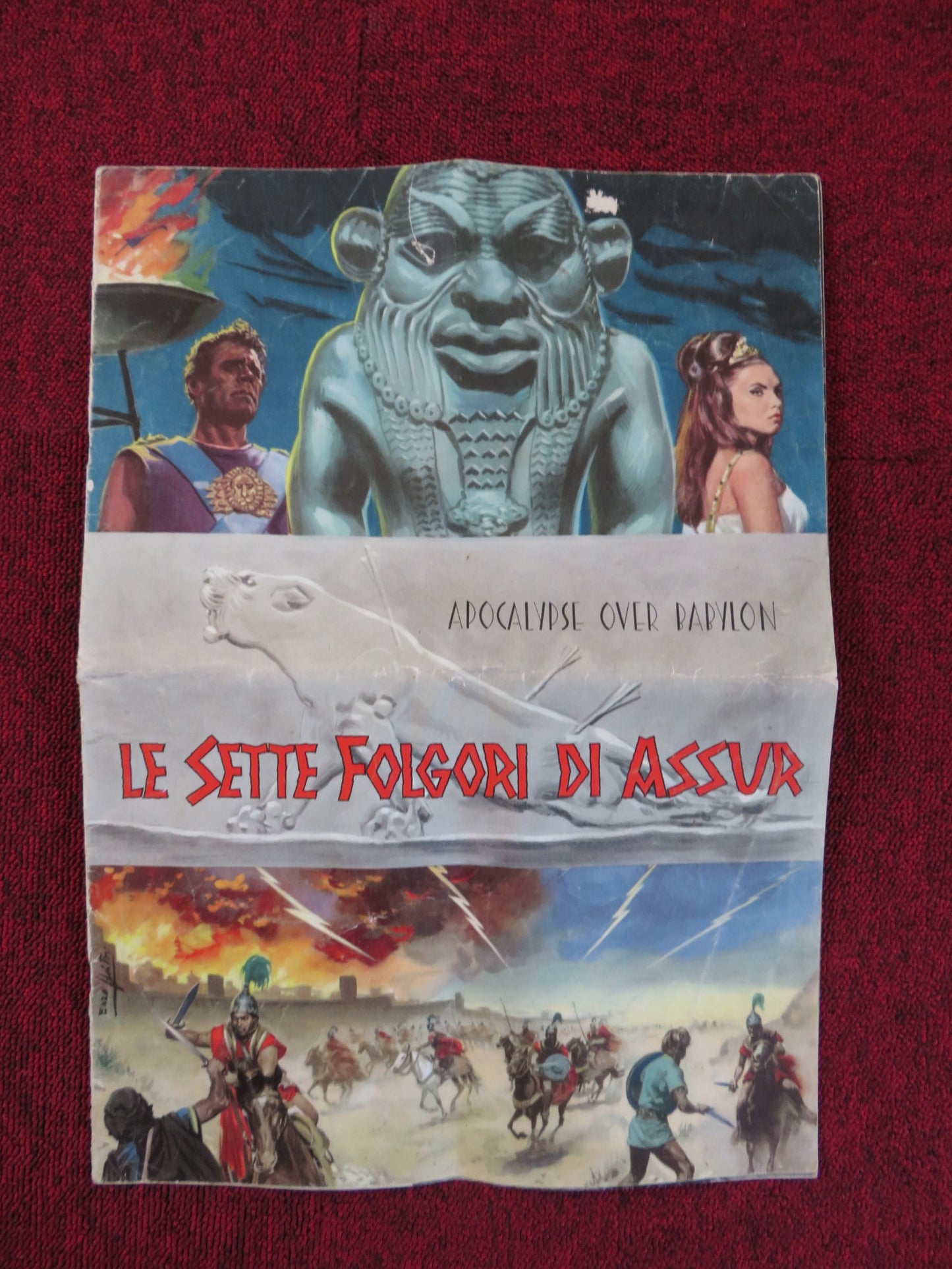 WAR GODS OF BABYLON -ITALIAN FOLDED PRESSBOOK UNCUT GLOBE FILMS HOWARD DUFF 1962